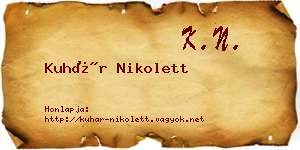 Kuhár Nikolett névjegykártya